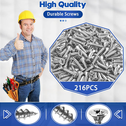 36PCS 216PCS Stainless Steel L Brackets for Shelves with Screws, Goihgioh Metal L Brackets for Wood Small Corner