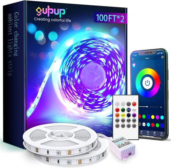 GUPUP 200 FT LED Strip Lights,Color Changing LED Lights for Bedroom,Built-in-Mic,Music Sync