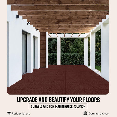 16 16 4 Playsafer Windmill Rubber Interlocking Tiles | X | Easy Install for Indoor and Outdoor Use (Red, Tiles)