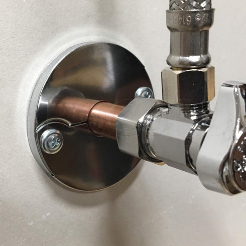 4-Pack Chrome Pipe Cover Plates, 1/2-Inch CTS (5/8" OD) E3755 Hinged Split Escutcheons with Screws
