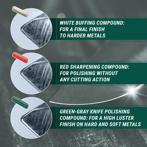 BeaverCraft Stropping Compound for Knife Sharpening, Buffing Compound for Metal Polishing Kit (Red, White, Green)