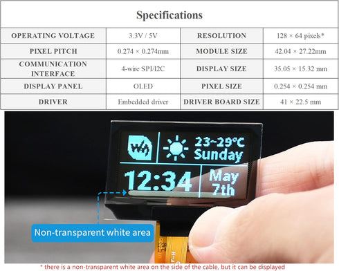 UeeKKoo 1.51inch 5/4B/3B+/3B/A+/Pi 2W, 128 64 SPI/I2C Transparent OLED Compatible with Raspberry Pi Zero W/Pi Zero x