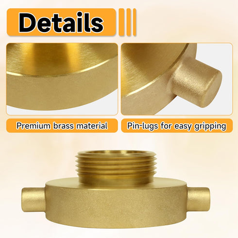 2-1/2"NH NST Female x 1-1/2" NPT Male Fire Hydrant Adapter, Brass Fire Equipment for Fire Hose