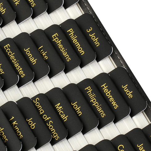 Mr. Pen- Laminated Bible Tabs, 75 pcs, Black, Gold Foil Embossed Lettering,