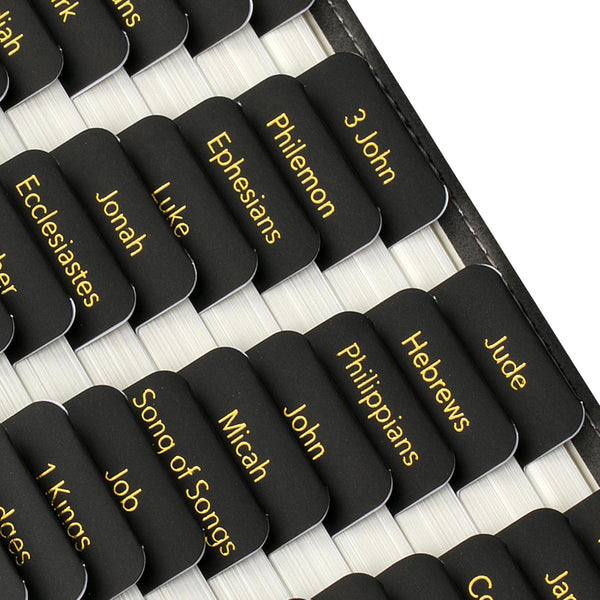 Mr. Pen- Laminated Bible Tabs, 75 pcs, Black, Gold Foil Embossed Lettering,