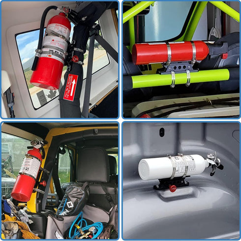 Quick Release Fire Extinguisher Holder Mount Bracket High Density Nylon Roll Bar Mount Bottle Holder Adjustable with 4 Clamps for Wrangler TJ JK JL JKU UTV Polaris RZR Ranger by Newruiheng