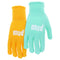 MUD Women's Everyday Mini-Dot Palm Garden Gloves, 2 PK, Lightweight Nylon Knit, Saffron & Mint Colored, Medium/Large