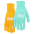 MUD Women's Everyday Mini-Dot Palm Garden Gloves, 2 PK, Lightweight Nylon Knit, Saffron & Mint Colored, Medium/Large
