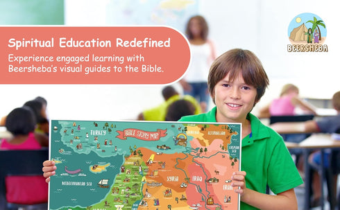 Bible Story Map Poster (Laminated) – 18" x 24" Educational Christian Learning Tool for Classrooms and Homeschool