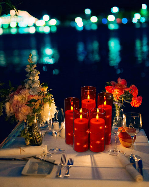 5 11-Key 24-Hour Da by Flameless Candle Light, Battery Candle with recessed String Light, flameless Candles with Remote
