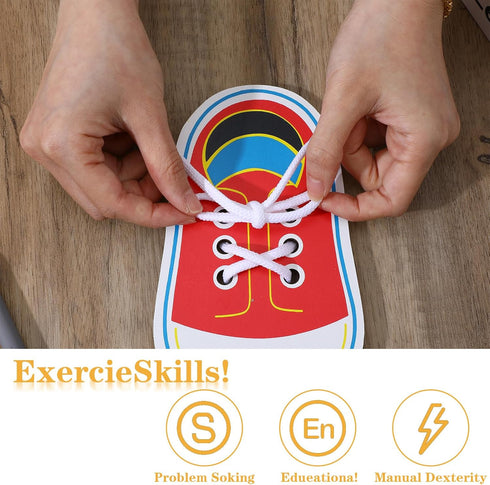 Nogeqi Shoe Tie Practice for Kids, Wooden Tying Shoes Practice for Kids, How to Tie Your Shoes Learn to Threading