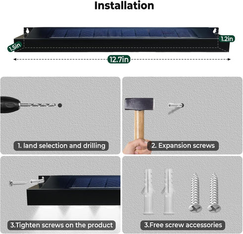 RaStatic Number,Commercial Solar Real Estate Sign Posts Lights - Outdoor Dusk to Dawn Solar LED Signboard Lights