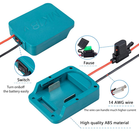 Power Wheel Adapter for Makita 18V Battery, Power Connector for RC Car, Robotics, DIY use