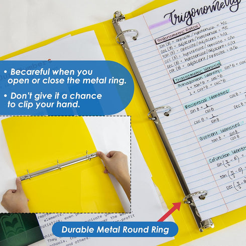 BAZIC 3 Ring Binder 1" Poly Organizer, Swirl Color Soft Cover, Round Ring, Holds 175 Sheets, 6-Count
