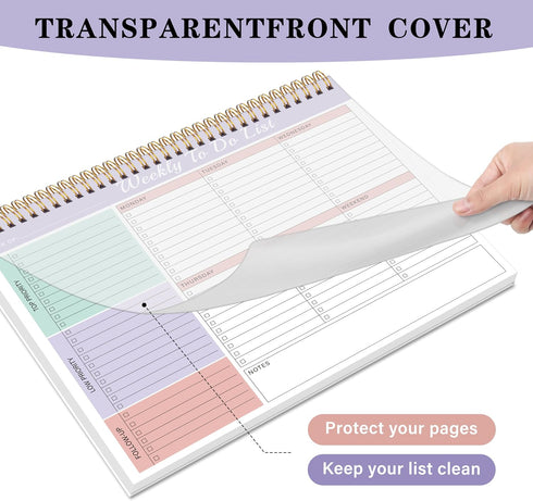 Weekly To Do List Notepad with Priorities, 8.5"×11" Undated Weekly Desk Planner Organizer for School, Office Supplies,