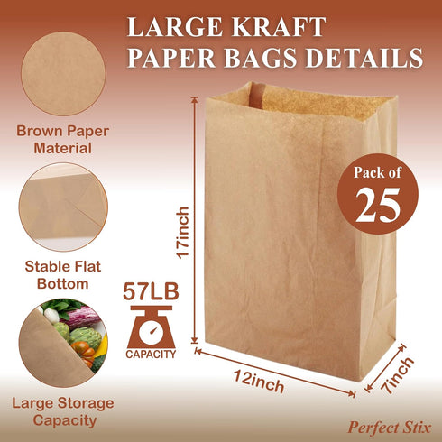 57 Lb Pack 25ct Kraft Brown Paper Bags