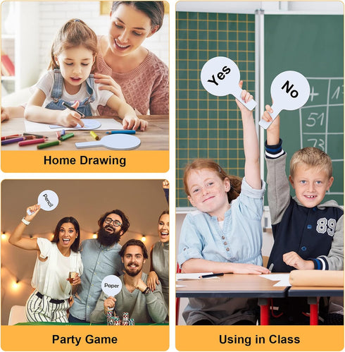 Zhehao Dry Erase Answer Paddles, 24 Pieces Bulk DIY Christmas Paddles for Games, Double Sided Mini Boards