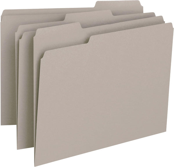 Smead Colored File Folder, Gray, 1/3-Cut Tab, Letter Size, 100 per Box (12343)