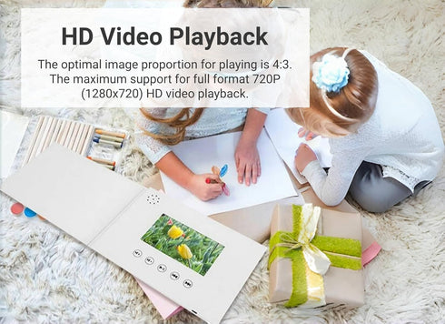 720P 128M (4.3inch) Diyeeni Video Greeting Card, Customizable Video Book with LCD Screen, HD Video Playback, Memory