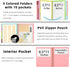 Ospelelf Pink Foldable Spiral Clipboard Folio with 39 Stickers, 5 Plastic Folders, 10 Pockets, Zipper Pouch, Refillable