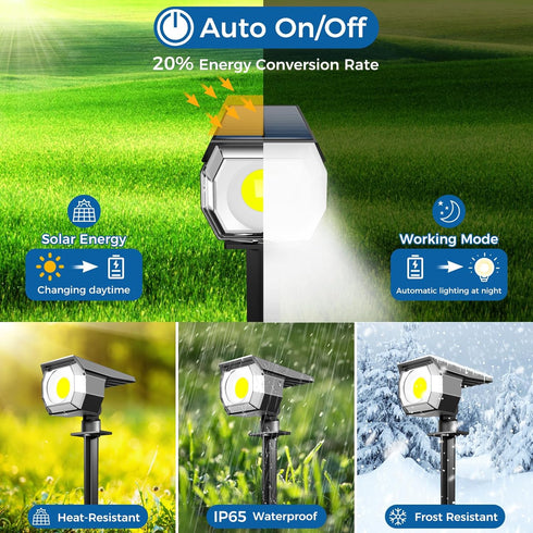4 Pack 2-in-1 Peasur Solar Spot Lights - Outdoor Waterproof Auto On/Off Solar Landscape Lighting for Outside Yard