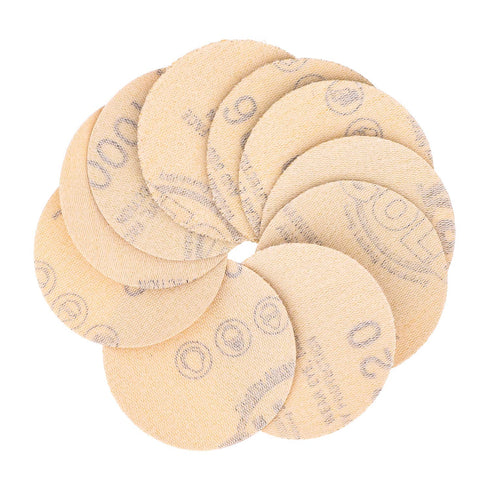 Dura-Gold Premium 2" Gold Hook & Loop Sanding Discs Variety Pack Box - 40 to 1000 Grit (5 Sheets Each, 50 Total)