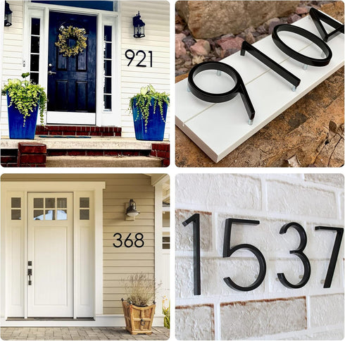SEISSO 844713 5-Inch House Numbers for Outside, Modern Floating Metal Door Address Sign Decor