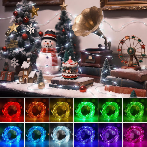 16.5ft 50 16 Decor(132 OMIKA LEDs Color Battery Operated & USB Powered String Lights, with Remote Timer Waterproof