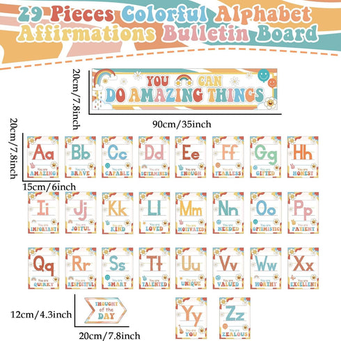 gisgfim Groovy Alphabet Affirmations Bulletin Board Positive Motivational Cutouts for Classroom Home Decor