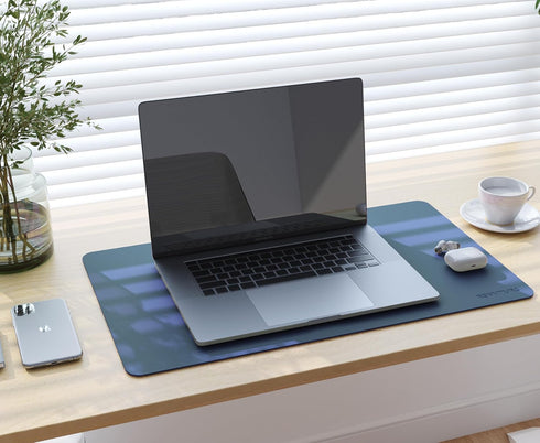 RENMTURE Double-Sided Two-Tone Faux Leather Desk Mat for Home and Office Large Mouse Pad (Blue/Green, 23.6" x 13.7")