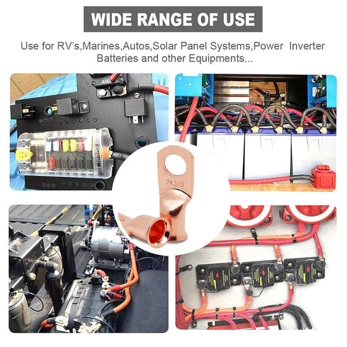 TKDMR 8pcs 4/0 AWG-1/2" Heavy Duty Battery Lugs, Copper Wire Ends, Tubular Ring Terminals with 3:1 Heat Shrink Tubing