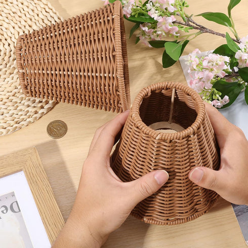 5.9in Clip-On Chandelier Lamp Shades Cone Imitation Rattan Lamp Shades Replacement Clip on Lamp Shade for Floor Lamp