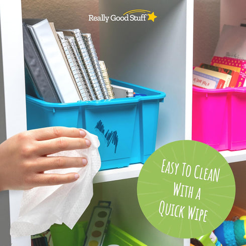 Really Good Stuff Stacking Bins, 14" x 10" x 5 ¾" - 4 Pack, Neon Stackable Storage Bins