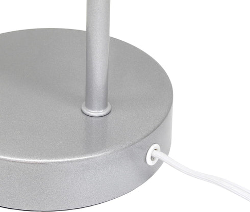 LD1080-SLV 16" Simple Designs Sleek Essentials Modern Industrial Metal Desk Lamp with Clear Glass Shade, for Office
