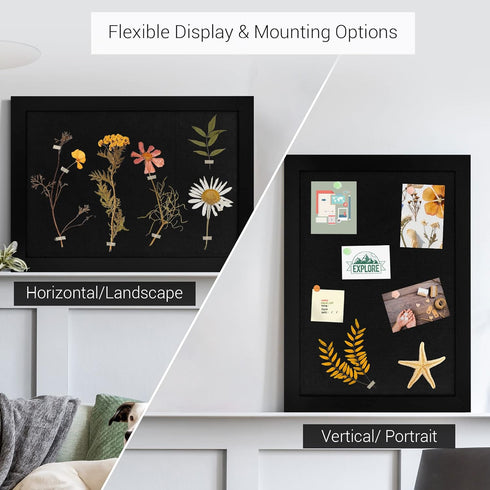 Board2by Black Cork Board Bulletin Board with Linen, Wood Framed 24" x 18" Corkboard, Wall Mounted Pin Board