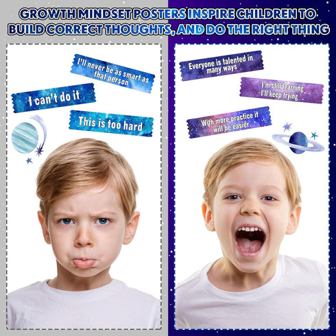 Pasimy Growth Mindset Bulletin Board Set, Motivational Posters and Positive Sayings for Classroom and Bedroom Decor