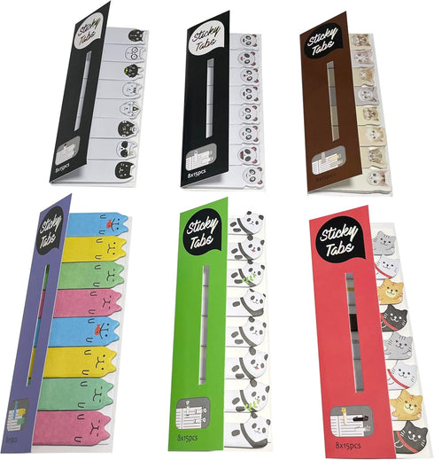 Cutepaper - Mini Lovely Cats Bookmark Sticky Notes, 720 Pages Colorful Memo Pad, Cute Animals Sticky Page Flags Gift