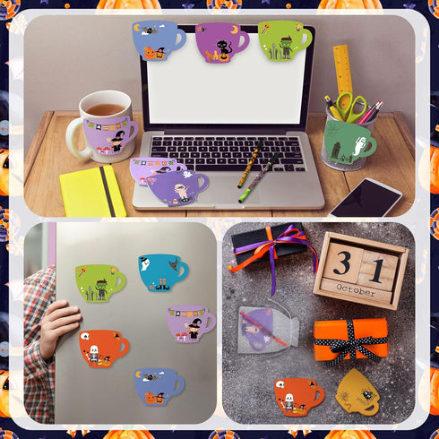 Lincia 72 Pcs Halloween Sticky Note and Ballpoint Pens Set, bulk pumpkin ghost cat weird notepad, Halloween pens,