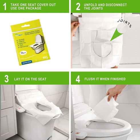 120 18" 15", 12 Packs Disposable Toilet Seat Covers - Sheets of XL Flushable Toilet Seat Covers for Potty Training