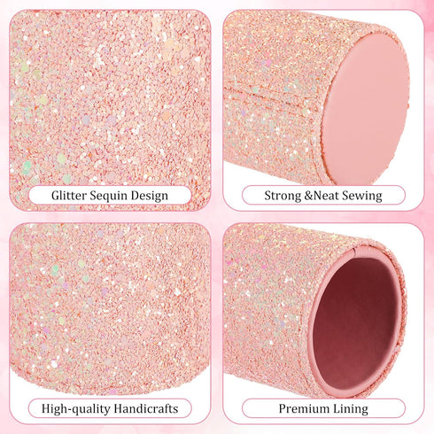 6 BBTO Bling Sequin Pen Holder with Pcs Sequin Click Pens Cute Glitter Retractable Ballpoint Pens, Pencil Cups for Desk