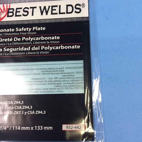 901-932-442 Safety Plate, 4.5" x 5.25", Polycarbonate, Clear
