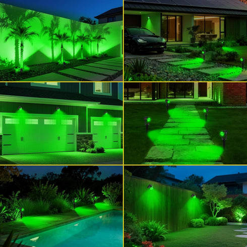 2-in-1 T-SUN Green Solar Spotlights, Outdoor Waterproof Solar Landscape Spotlights for Garden, Yard, Halloween