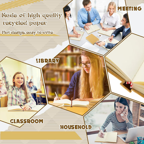 Henoyso 8 Pcs A5 Blank Kraft Notebooks, 100 Sheets/200 Pages Unlined Sketchbooks for Writing & Drawing