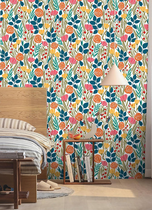 HAOKHOME 93386-4 Peel and Stick Wallpaper Floral Removable Contact Paper for Bathroom Decor