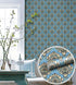 Y9832 Damask Peel and Stick Wallpaper, 17.7" x 9.8ft, Light Blue Removable Contact Paper for Furniture