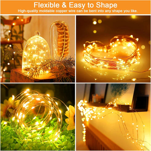 cshare Waterproof,16.4ft 50LED 8 1 Pack Solar Fairy Lights Outdoor Solar String Lights for Outside Modes for Patio