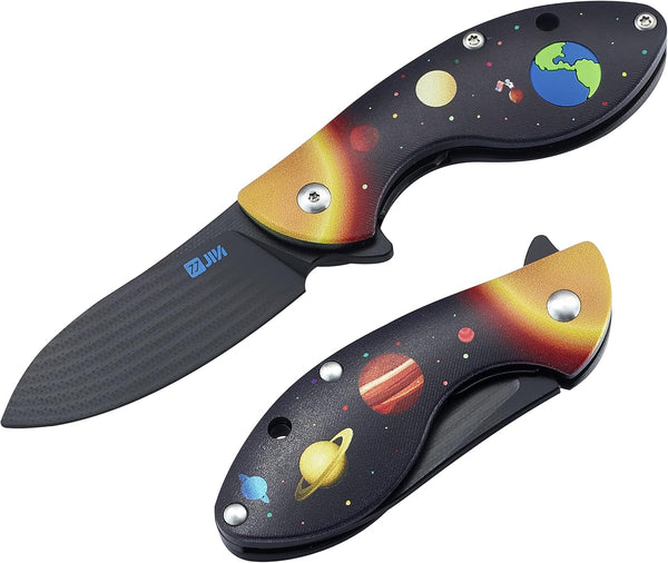 JIN Starry Kids Knife, Fidget Toy Knives, G10 Dull Blade, Folding EDC,