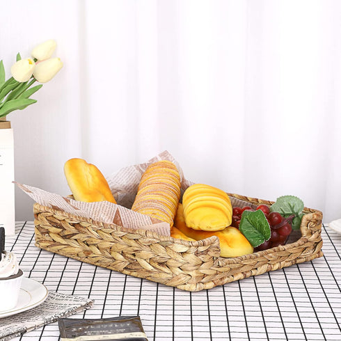 BTSKY Multipurpose A4 File Tray, Natural Water Hyacinth Desk Organizer for Letter Size Documents, Office, Bathroom