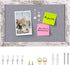 Gray Felt Bulletin Board with White Rustic Wood Frame, Decorative Hanging Board for Office Home