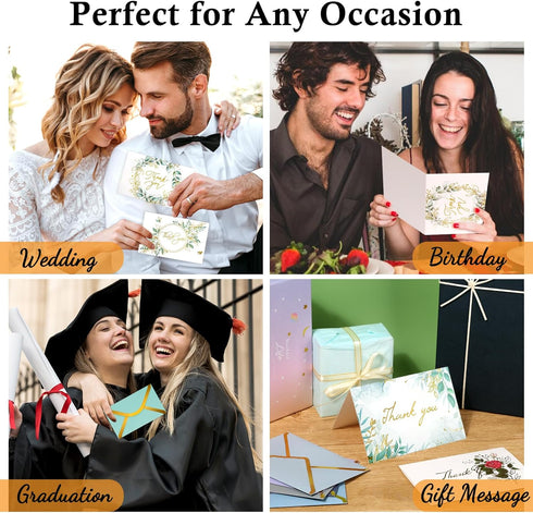 Comkrivy 200 10 4x6 Inch 10 Pcs Luxurious Gold Thank You Cards with Envelopes Bulk, Patterns Wedding Thank You Card